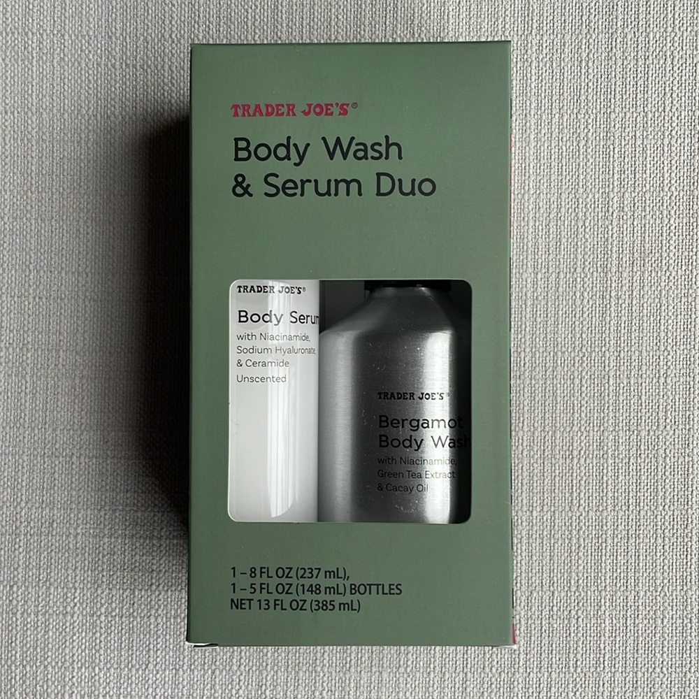 Trader Joeโs body wash and serum duo